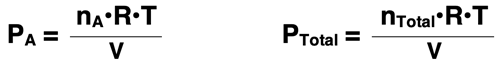 Two ideal gas lawequations, one for gas A and one for gas mixture